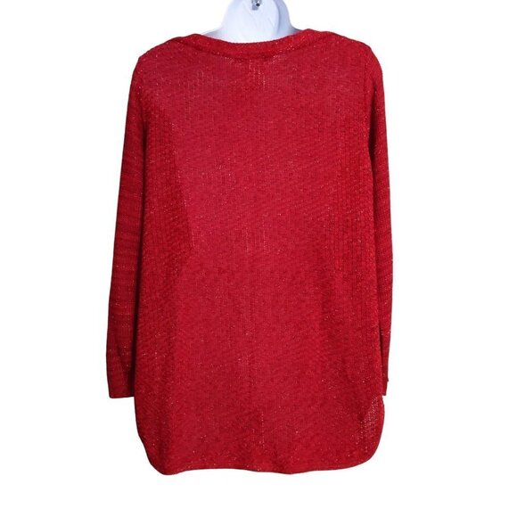 Two-One-Two New York Red long sleeve lightweight 3/4 sleeve Sweater Size XL(NWT) - Picture 2 of 10